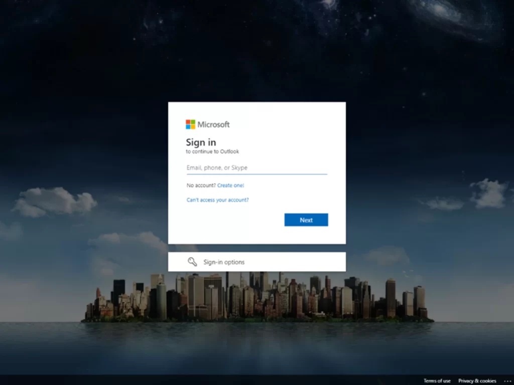 Credential phishing page on actor infrastructure