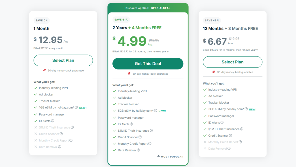 Full break-down of each pricing plan of ExpressVPN