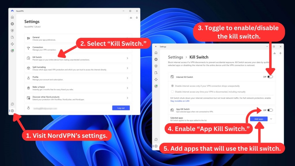 Enabling kill switch on NordVPN
