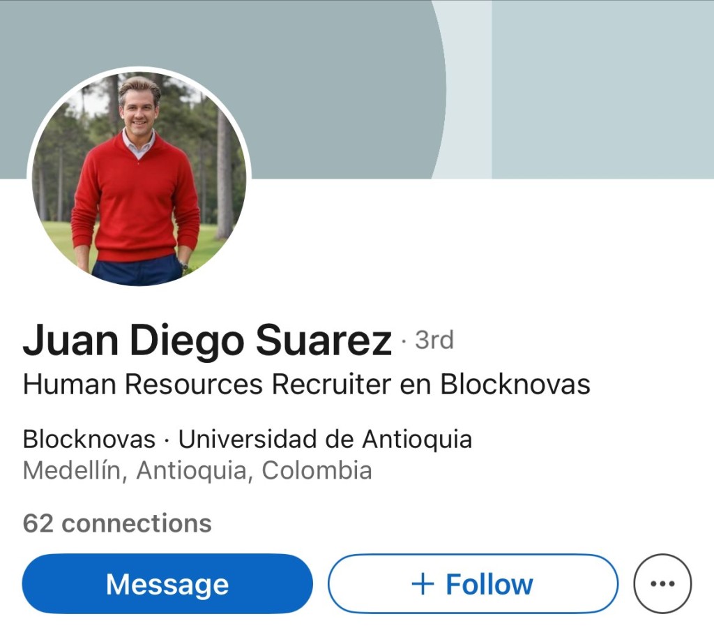 Fraudulent recruiter profile on LinkedIn 
