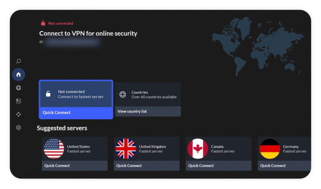 Using 'Quick Connect' option to connect to the nearest servers in NordVPN.