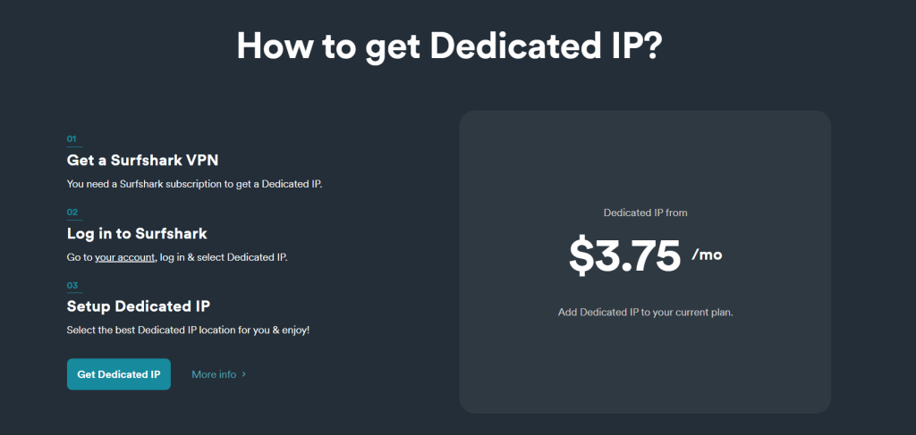 Steps on how to get a Surfshark dedicated IP address