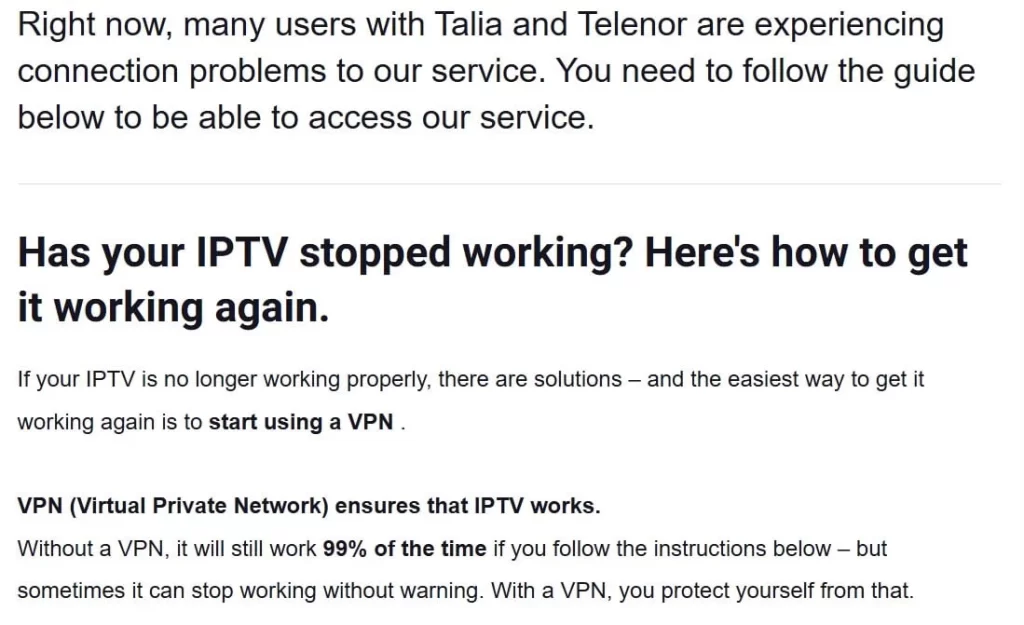 Translated NordiskIPTV message