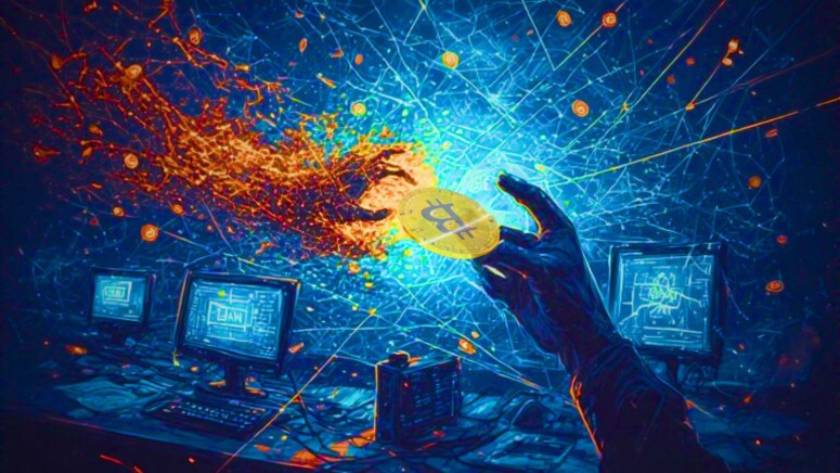 Cryptocurrency Mining Hands Laptop