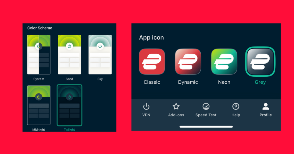 Different ExpressVPN Layouts and App Icons
