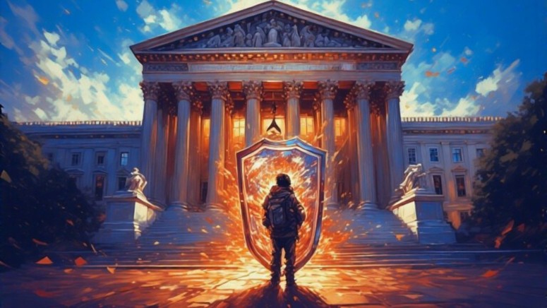 DoJ and Child with Shield