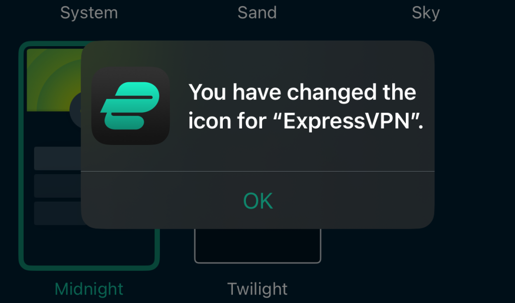 A Pop-Up Message Showing the Icon Has Been Changed