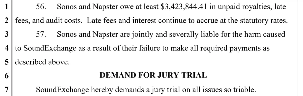 Latest SoundExchange court filing