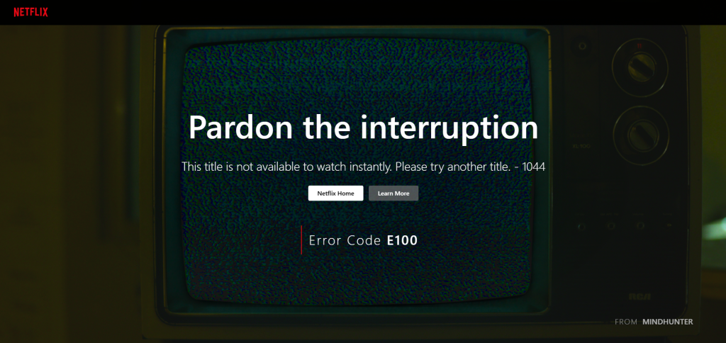 Netflix geo-block error message