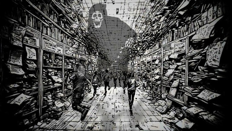 School Ghost Students Running