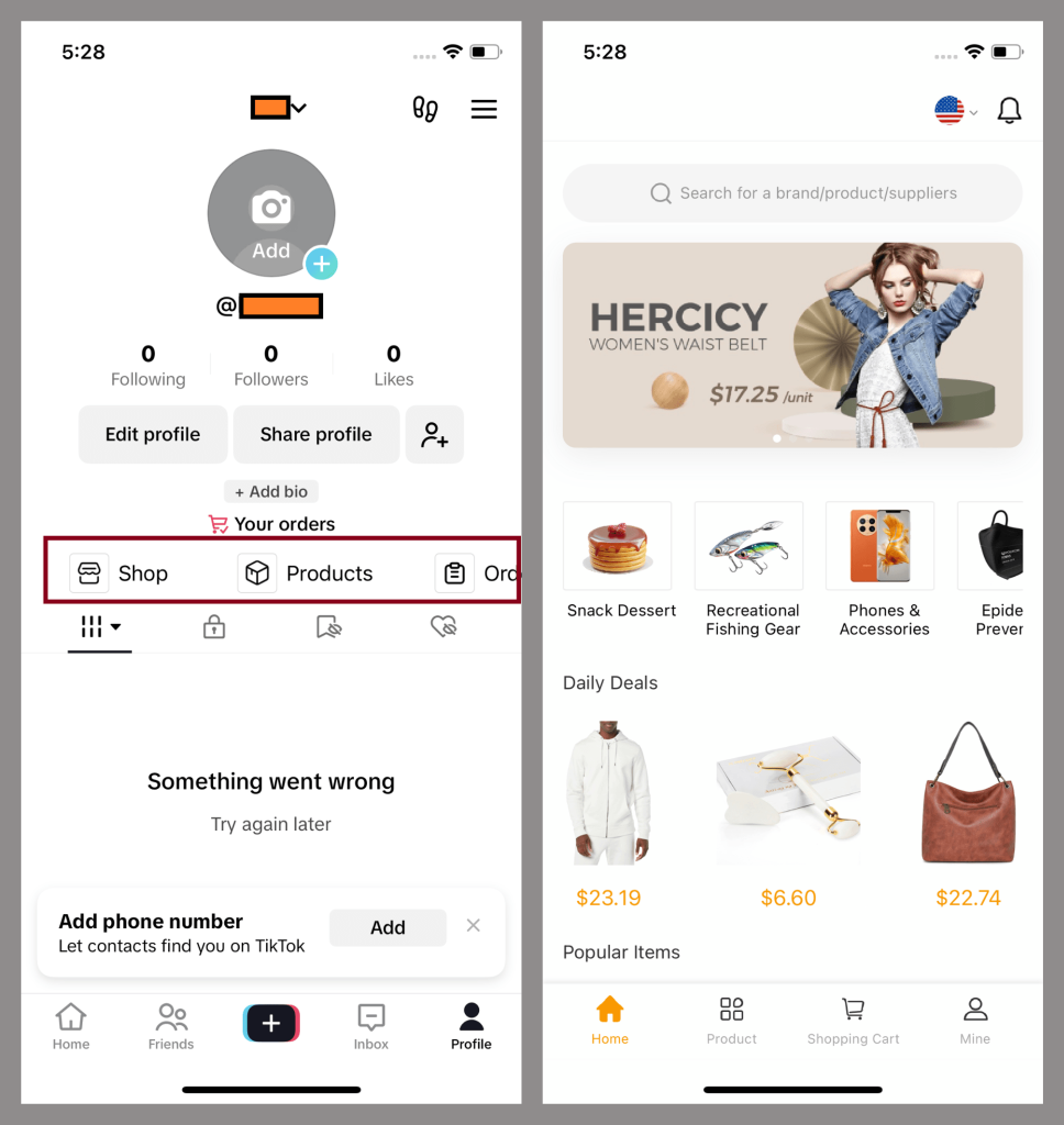 Suspicious store opened inside a TikTok app