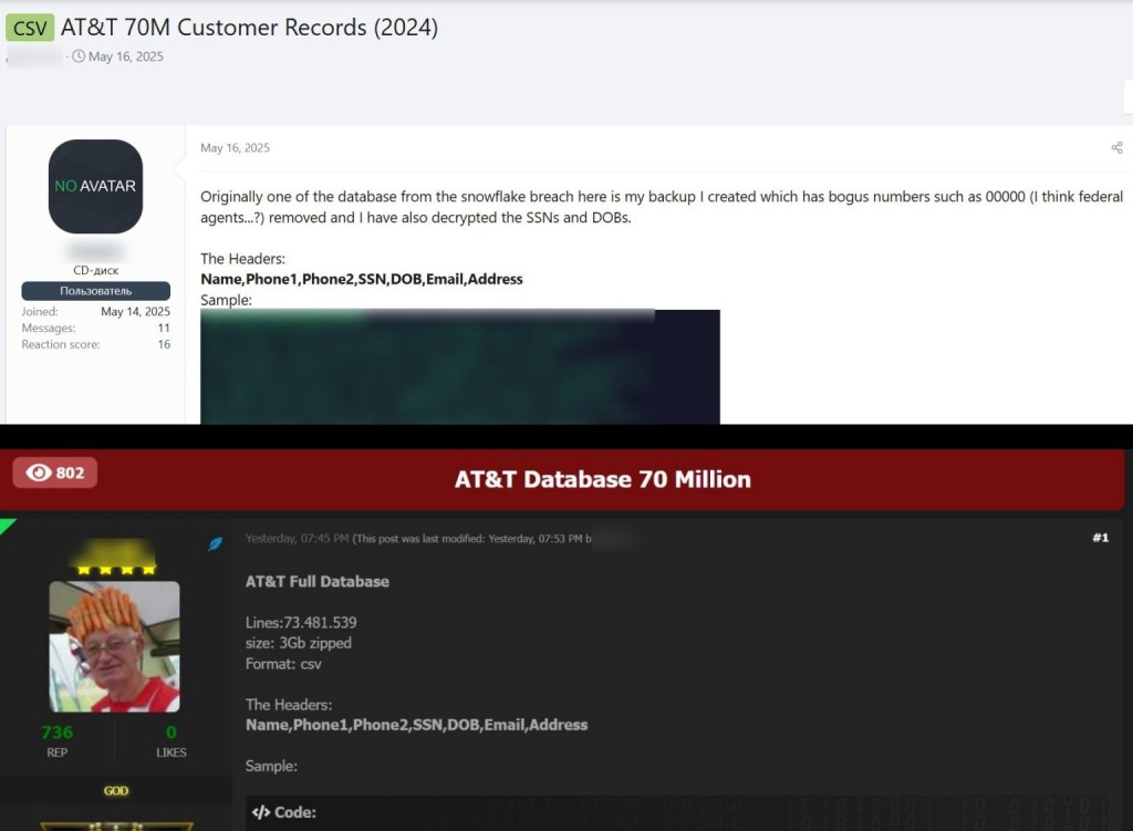 The data leaked on two cybercrime forums with different numbers