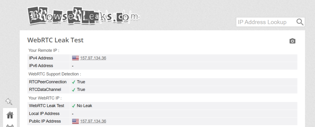 Like we said, no WebRTC leaks detected on the NordVPN servers