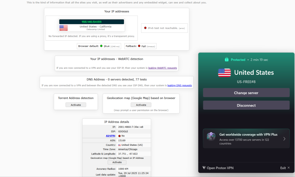 Proton VPN webrtc leak prevention