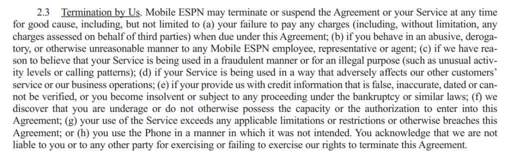 ESPN+ terms and conditions