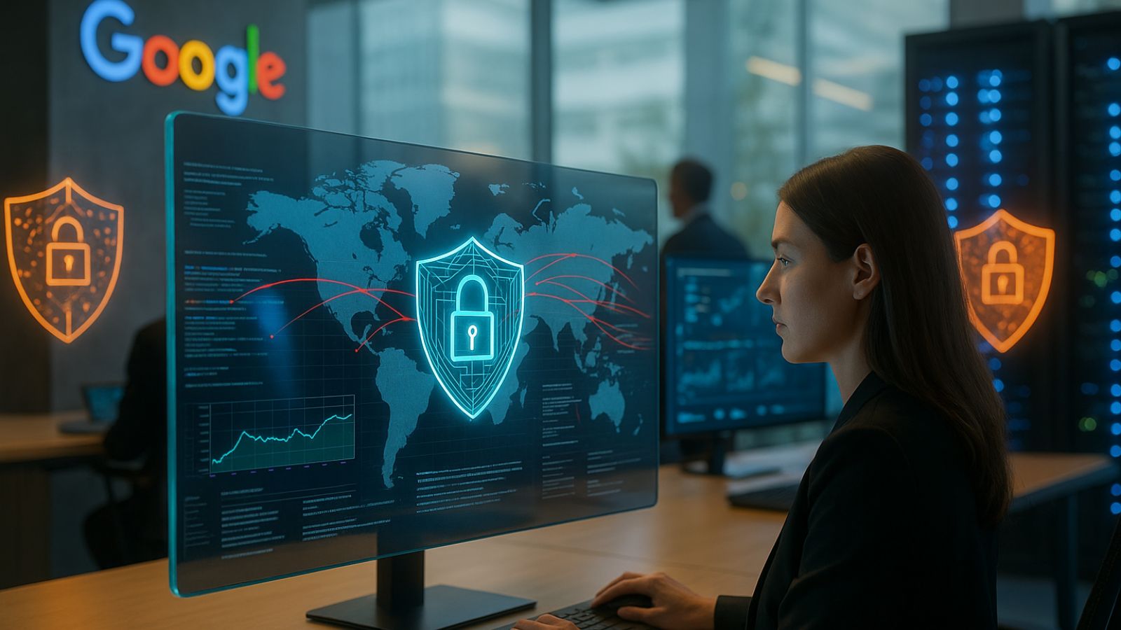 Google - Laptop - Shield - World Map - Employee