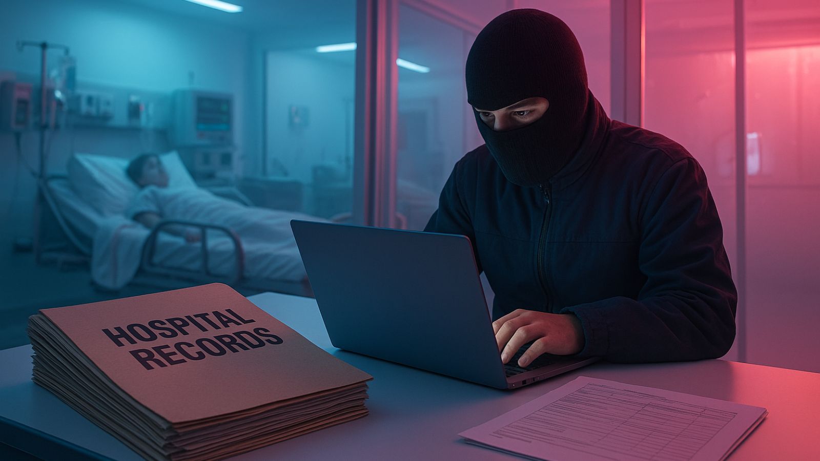 Hacker - Laptop - Healthcare - Files - Patient