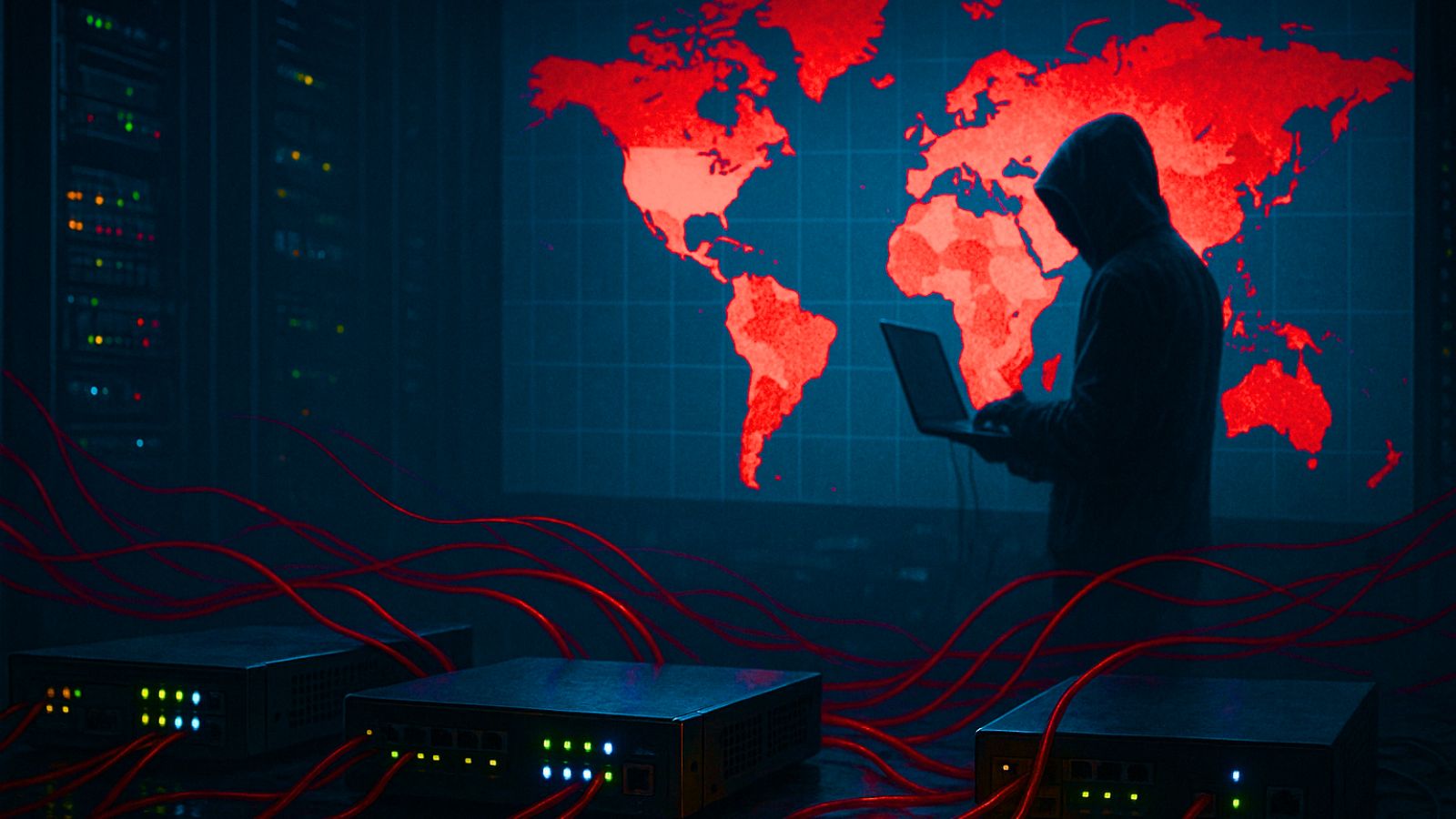 Hacker - Laptop - Server - Map