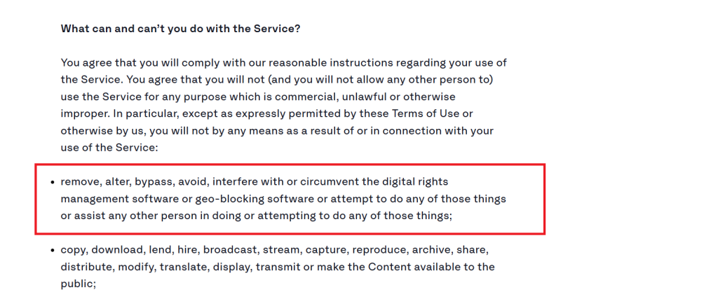 ITVX Terms and Conditions for Banning VPNs