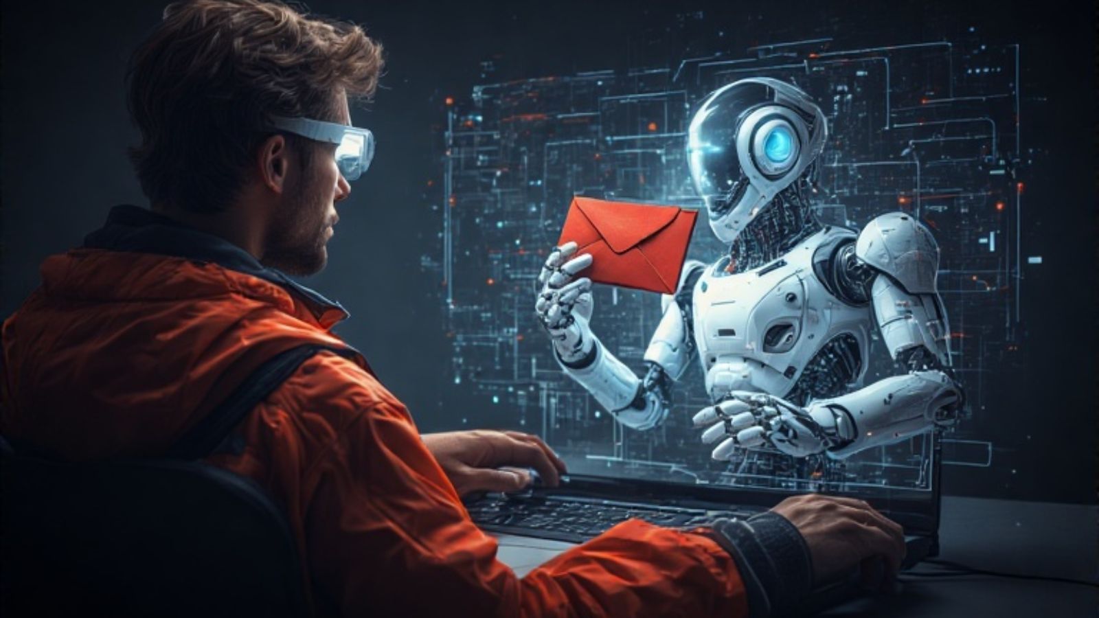 Man - Screen - Robot - Envelope