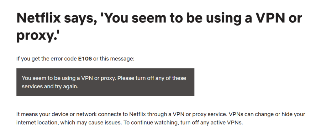Netflix VPN ban
