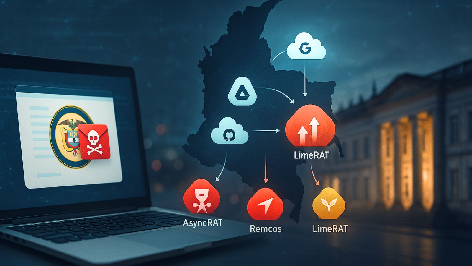 Phishing Email - Colombia map - Government Building