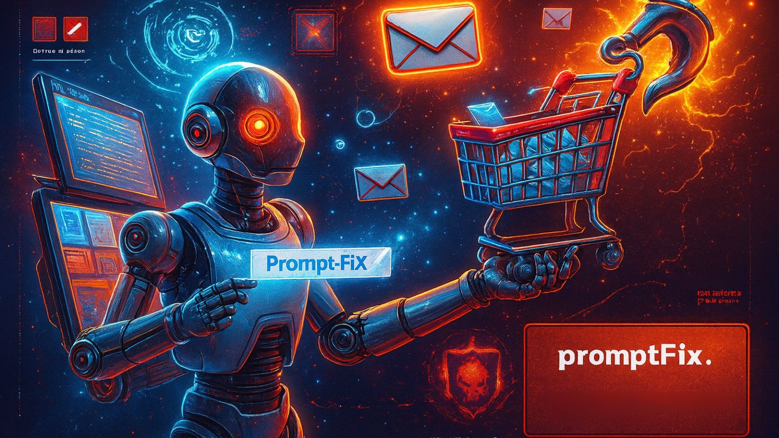 Robot - Cart - Envelope - Email - Screen - Promptfix
