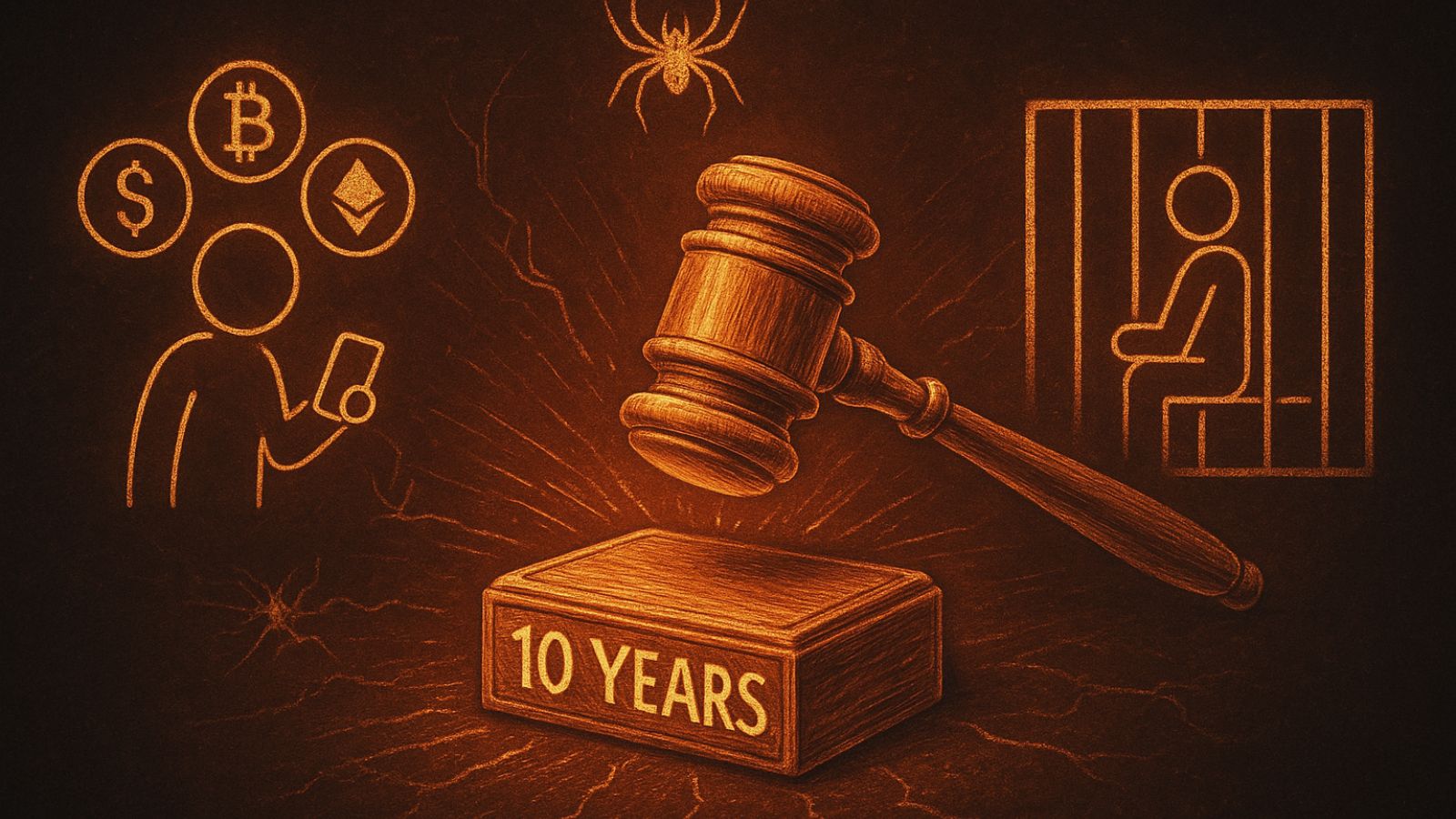 Scattered Spider - Lawsuit - Gavel - Prison - Stick Figure - Crypto
