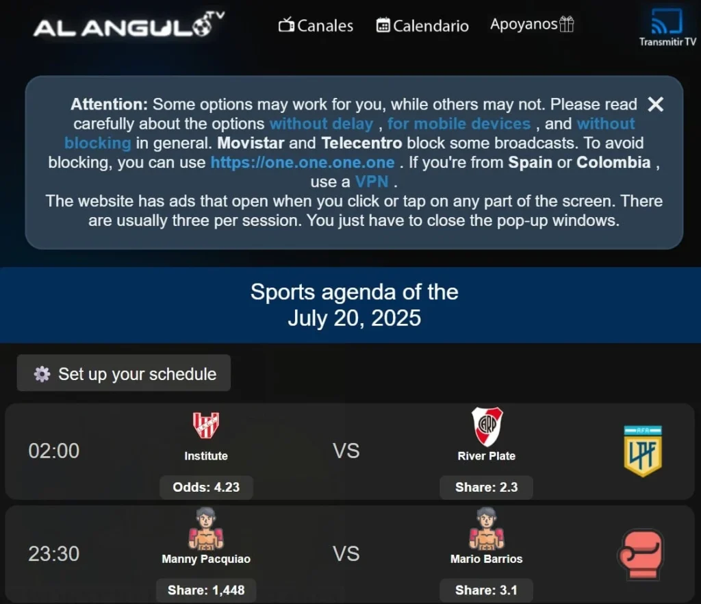 Screenshot of Al Ángulo TV from last month