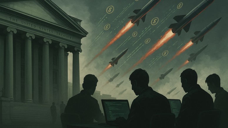 US Treasury Building - IT Workers - Laptop - Money - Missiles