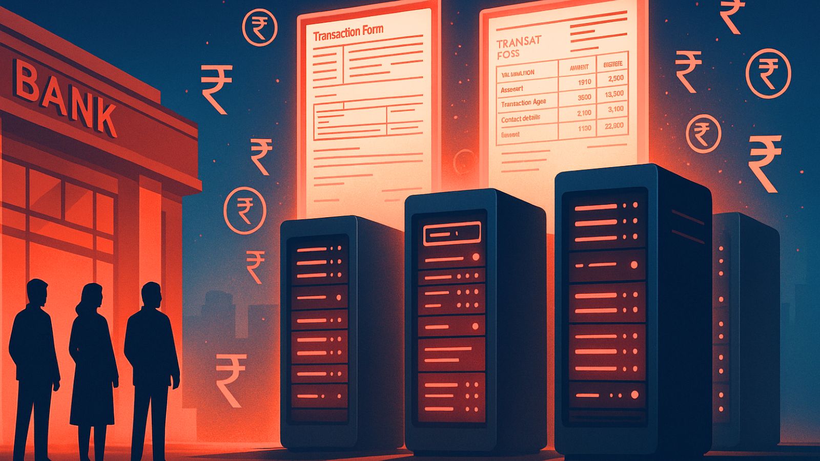 Bank - Rupee - Servers - Transactions - People