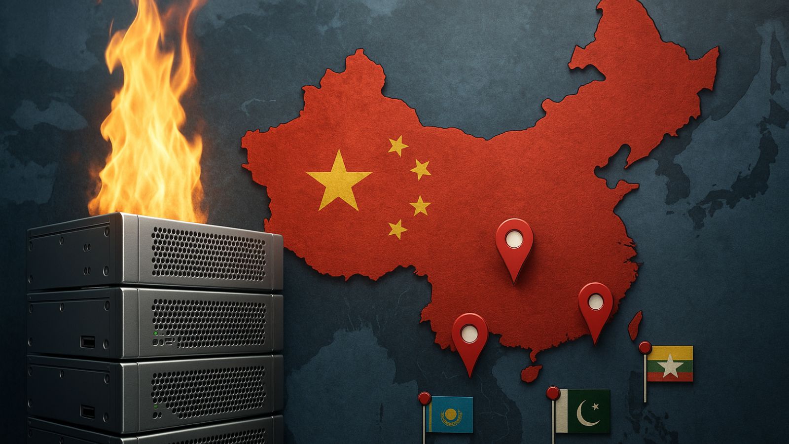 Firewall - China - Flags of Myanmar - Pakistan - Kazakhstaan - Ethiopia