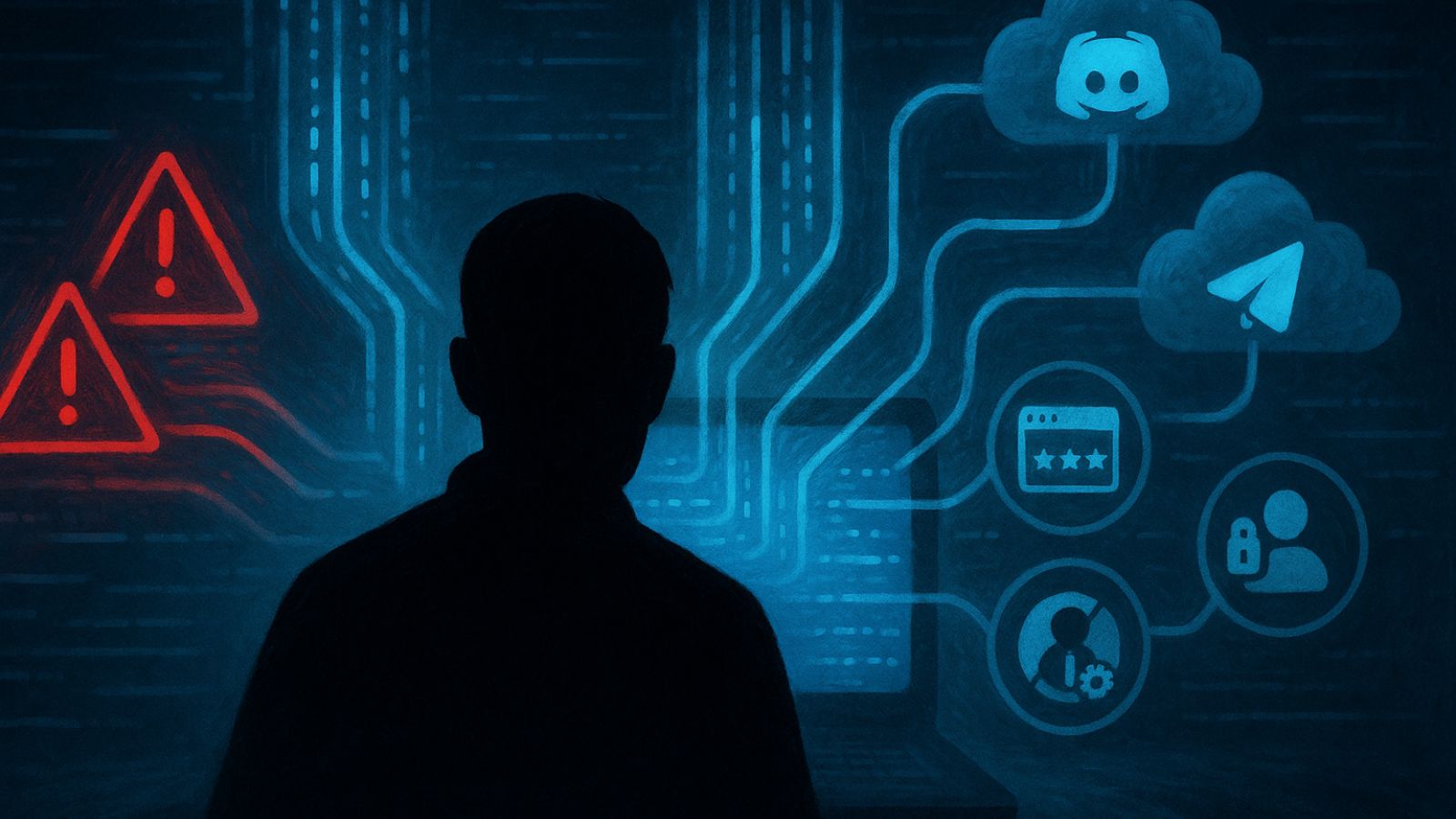 Man - Laptop - Cloud - Warning - Password - Security