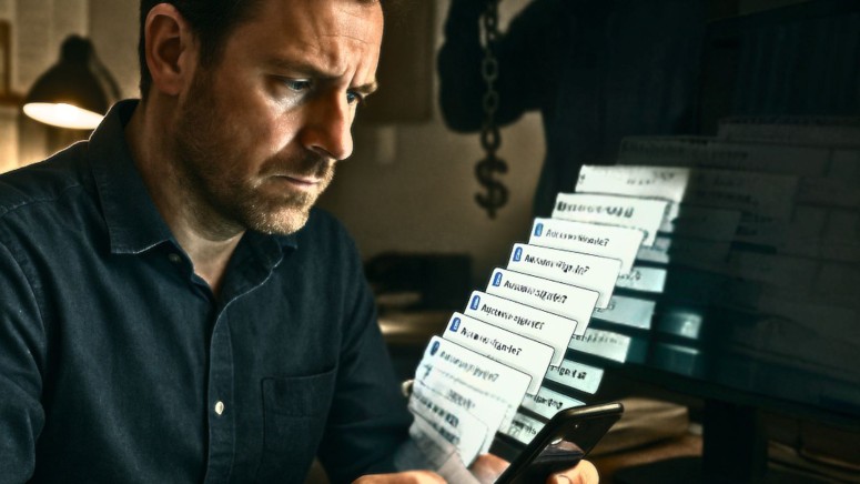 Man - Phone - Notifications - Dollar - Hacker