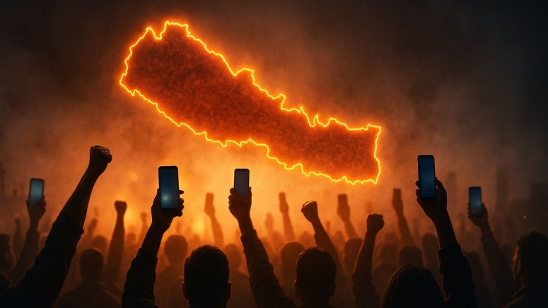 Nepal Map - People - Mob - Phones