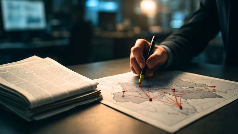 Newspaper - Map - Handwriting