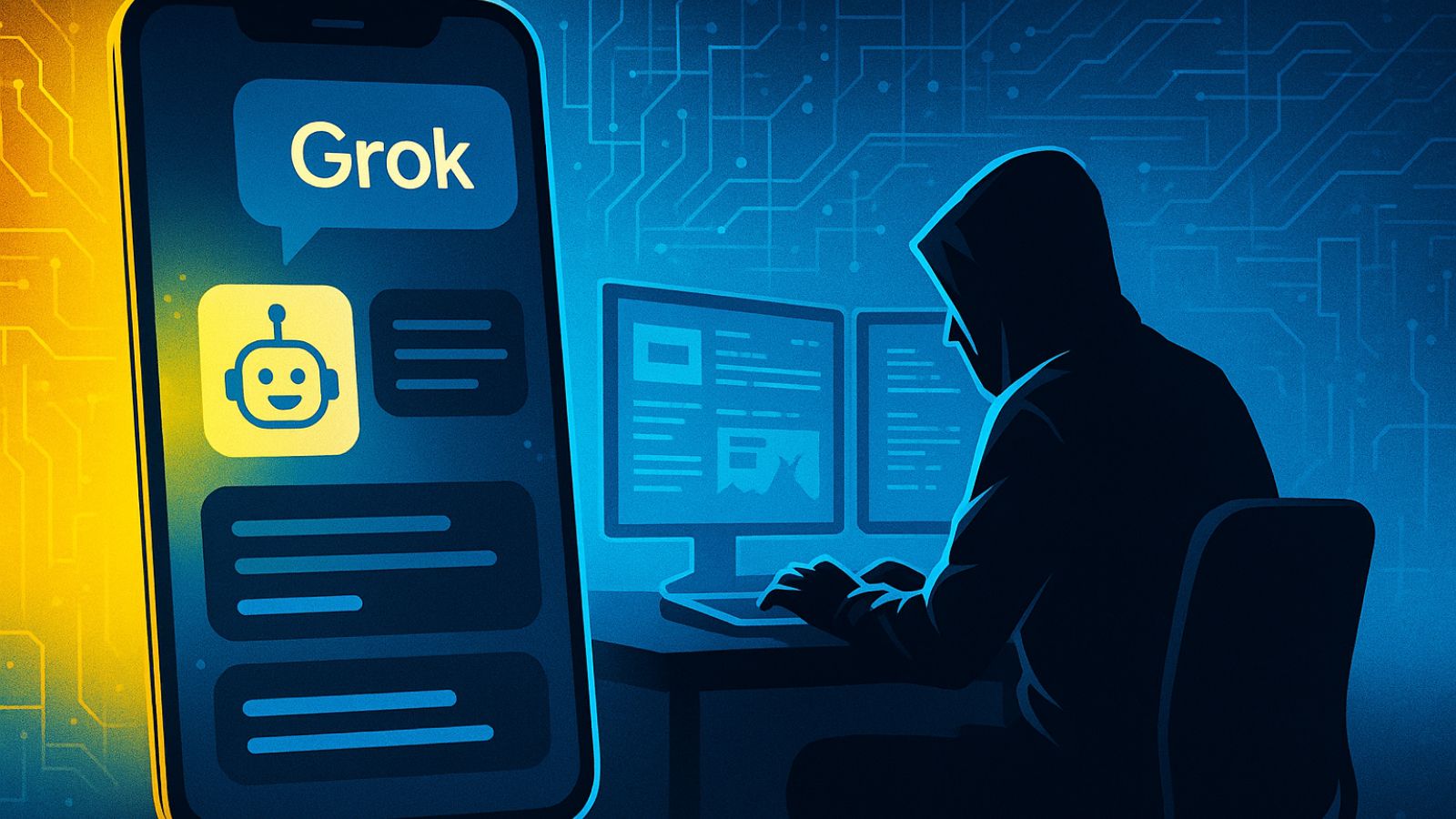 Phone - Grok - Chat - Hacker - Laptop