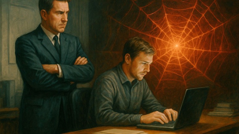 Two Men - Laptop - Red Web