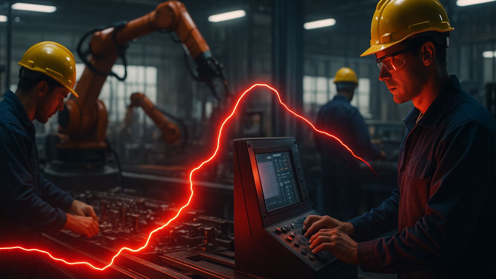 Workers - Industry - Manifacturing - Red Line