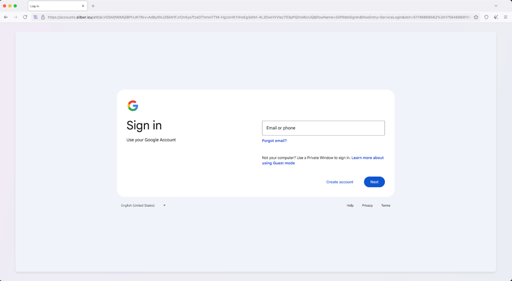 Domain pattern for Google phishing pages