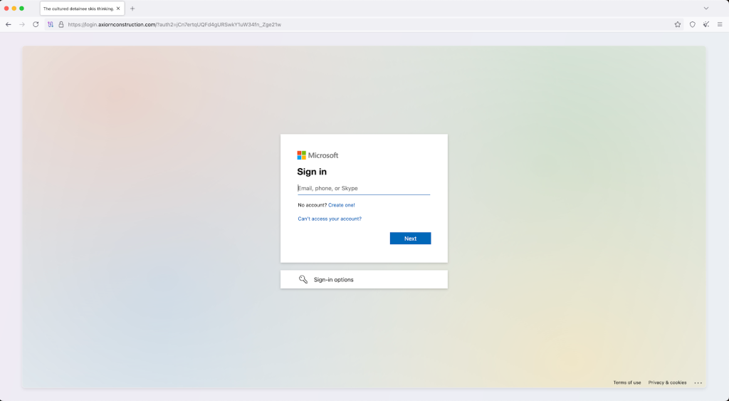 Domain pattern for Microsoft phishing pages 