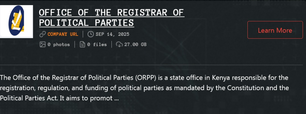 Qilin announces the alleged breach of Kenya's Office of the Registrar of Political Parties