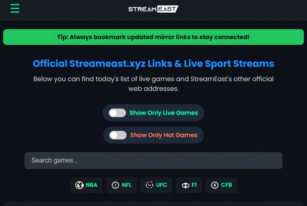 Streameast mirror website