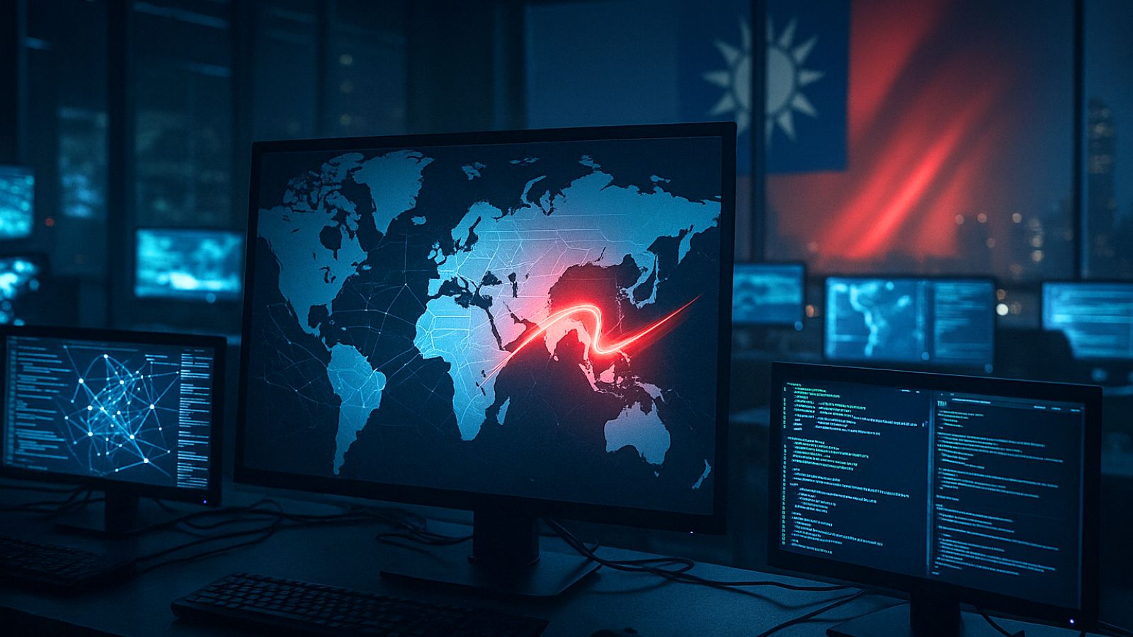 Control Room - Network Maps - Data Streams - Red Signal Wave