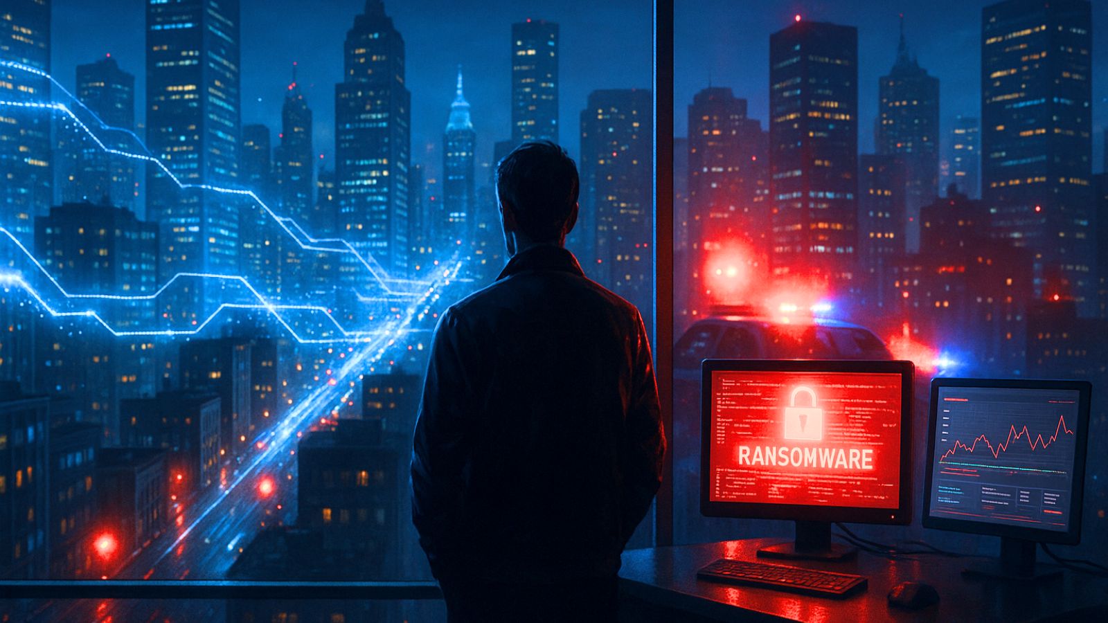 Digital Screen - Ransomware - Onlooker - Building Facade
