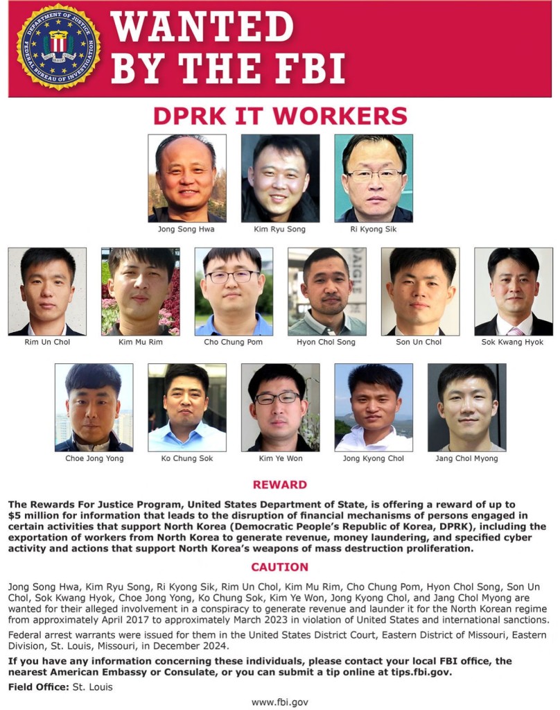 FBI DPRK ITW wanted poster