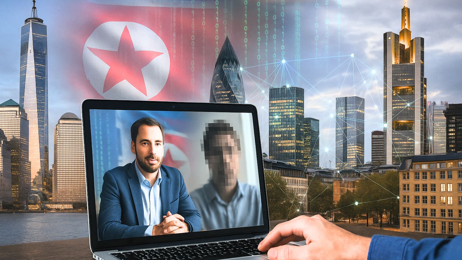 Interview - Laptop - North Korea Flag - Offices