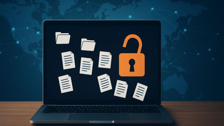 Map - Laptop - Lock - Files